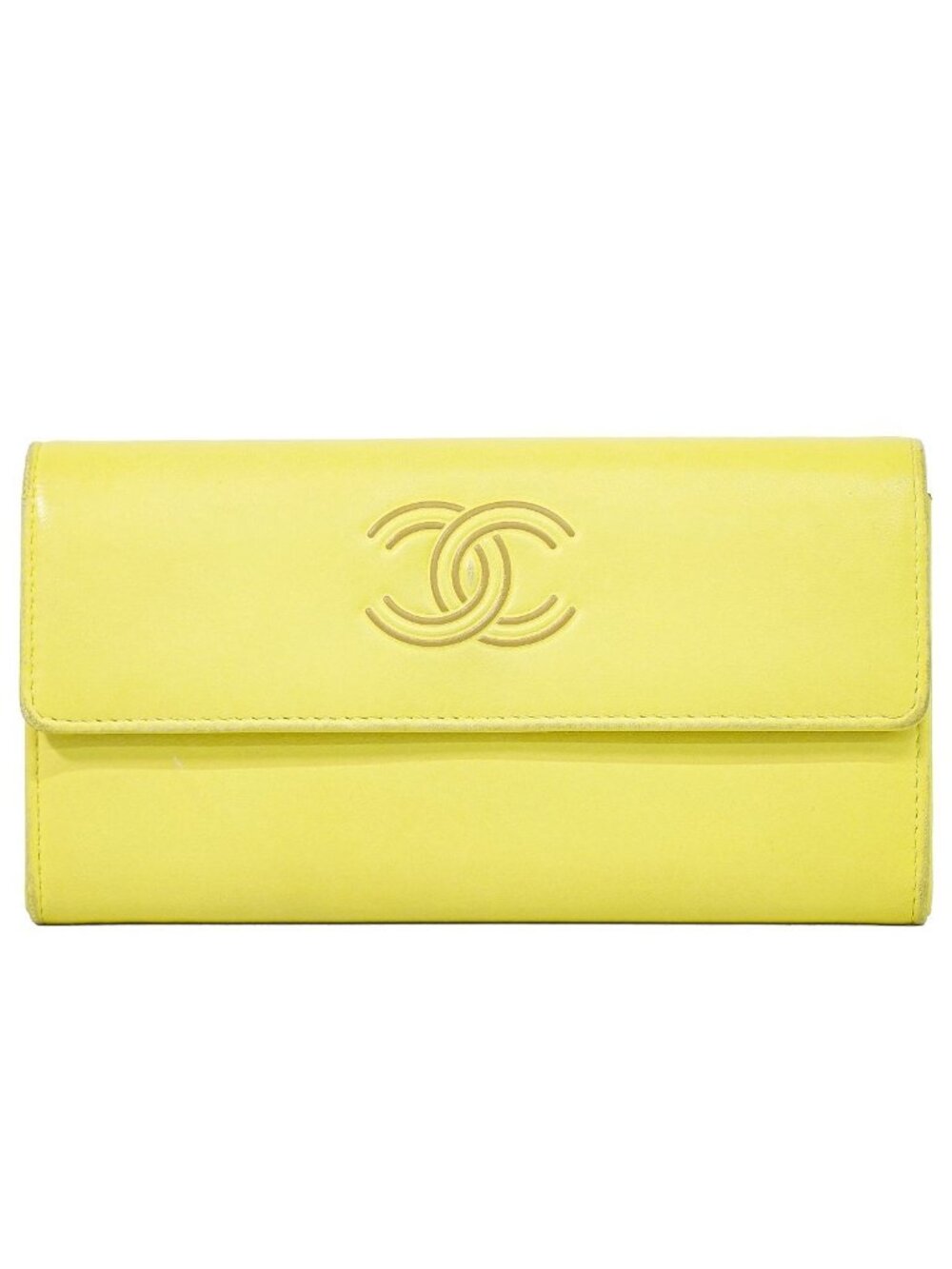 Chanel CC Logo Wallet Leather Yellow